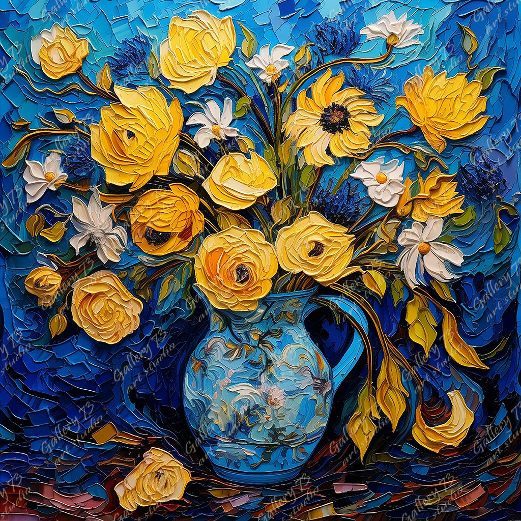 Flowers in a Blue Vase