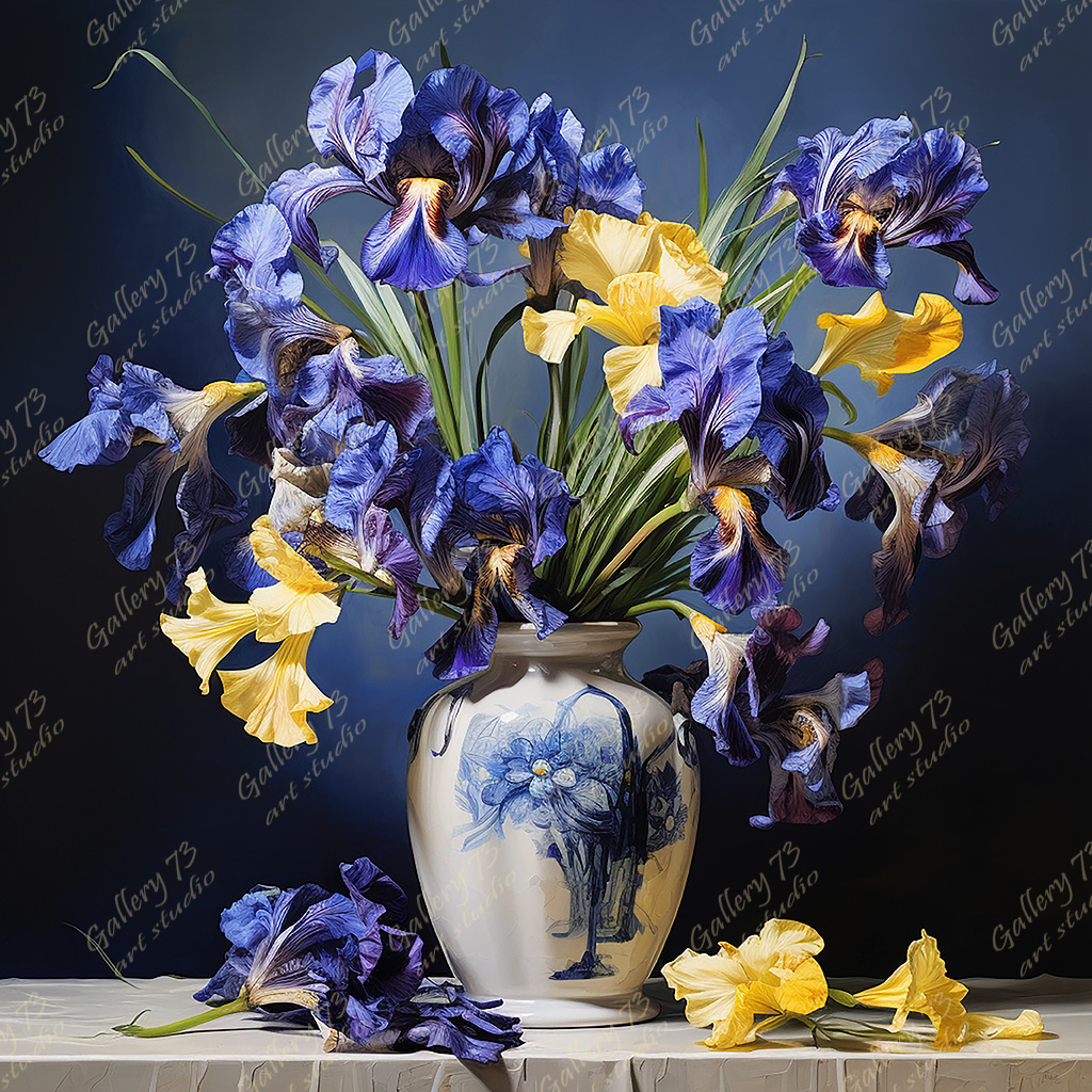 Flowers in a Blue Vase